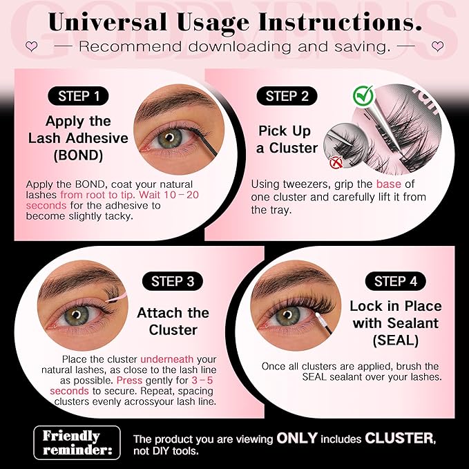 Goddvenus Natural Lash Clusters Wispy Cluster Eyelash Extensions, Fluffy DIY Lash Extension Natural Look False Eyelashes, D Curl Individual Lashes (D Curl 162pcs)