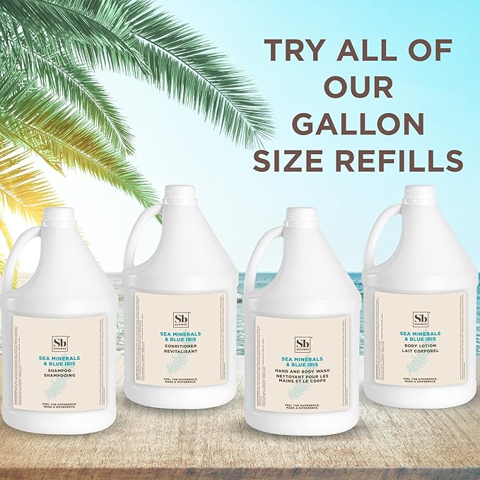 Soapbox Sea Minerals & Blue Iris Shampoo, Refill Bulk Size For Rentals, Guest Rooms & Hotels - Clean Ingredients Free of Harsh Chemicals, Sulfates, Parabens & Silicones - 1 Gallon Bottle