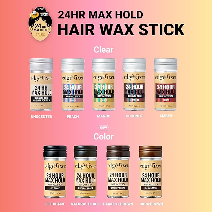 Red by Kiss Hair Wax Stick 24HR Max Hold Edge Fixer Edge Control Pomade Non-Sticky, Non-Oily Flake Free Hair Styling Wax 2.7 oz. (Darkest Brown)