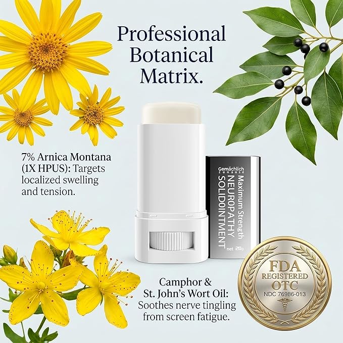 NDC Listed Cervical Spine Pain Relief Arnica Gel Stick GMP Grade OTC Care with Camphor and Hypericum Perforatum Oil for Stiff Neck Neuropathy and Bruises 0.71oz
