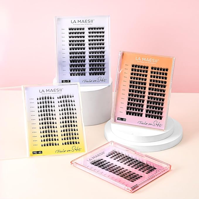 LA MAESII 144Pcs Lash Clusters, Wispy Natural Eyelash Clusters,10-14mm Individual Lashes Eyelash Extension,Large Tray(PL17)