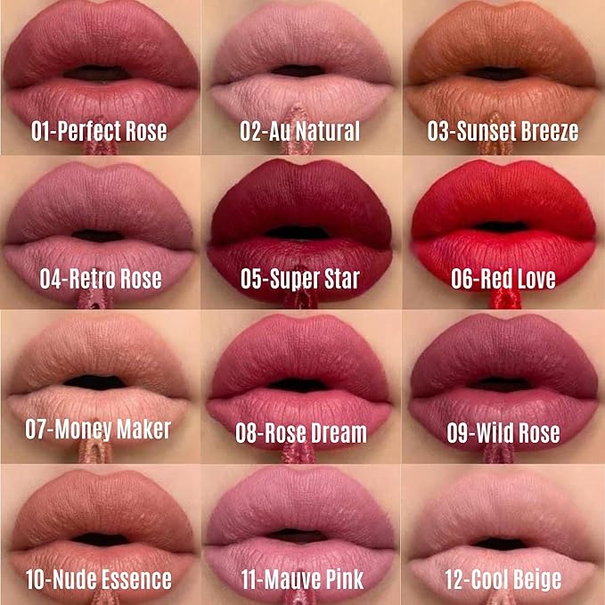 FARMASi Make Up Matte Liquid Lipstick, Long-Lasting and Ultra-comfortable, High-Impact, Lightweight, Organic, Pure Pigments (Super Star)