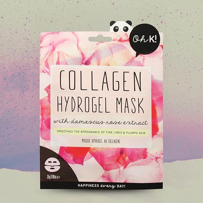 Oh K! Hydrogel Mask - Collagen - Moisturizing Face Mask Sheet - Hydrating Face Sheets - Rich in Collagen, Rose Water - Korean Skincare - 1 Pc (Pack of 3)