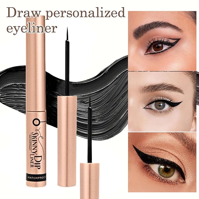 Skinny Dip Shiny Black Dip Liner – 24H Long Lasting Eyebrow Gel for Fluffy or Laminated Brows, Clear Vegan Brow Gel with Precise Applicator, Non-Flaky, Quick Dry, Cruelty-Free