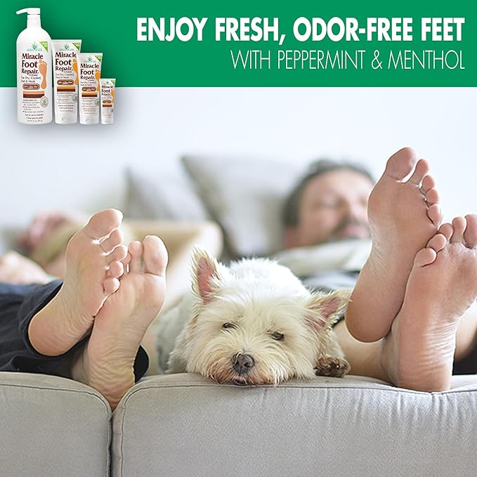 Miracle Foot Repair Cream (8 oz) Repairs Dry Cracked Heels and Feet, 60% Pure UltraAloe Moisturizes, Softens, and Repairs