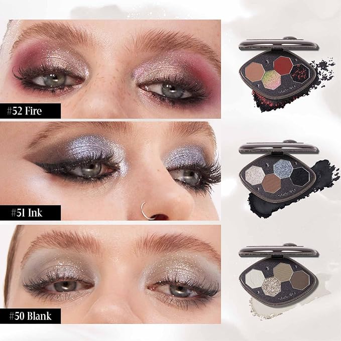 GIRLCULT 4-Color Eyeshadow Palette - Highly Pigmented Matte & Glitter Long-Lasting Eyeshadow Quad, Blendable Radiant Finish with Built-in Mirror for Precision Application #50