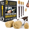 Car Detailing Brush Set 3-Pack - Soft Boar Hair Interior & Exterior Detailing Kit - Car Interior Cleaning Brushes for Leather, Piano Black Trim, Dashboards, Wheels and Engine Bay - Detail Dudes