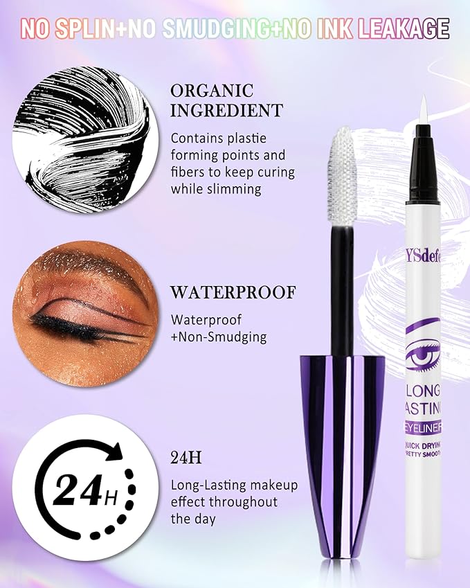 Burgundy Mascara Liquid Eyeliner Set,Update Longlasting Waterproof Color Eye Liner Pen, 5D Silk Fiber Colored Mascara Volume and Length,Women's Day Party Stage Eye Makeup Gift Kit for Women Girl-08