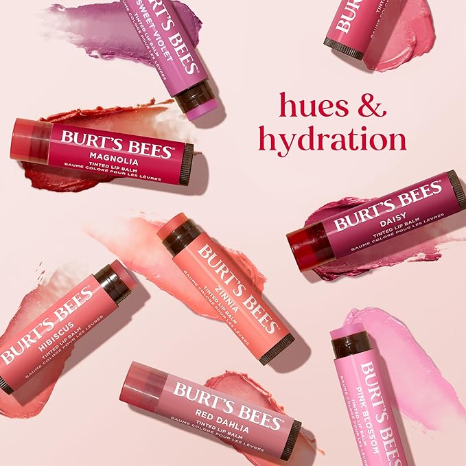 Burt's Bees Lip Tint Balm, Mothers Day Gifts, with Long Lasting 2 in 1 Duo Tinted Balm Formula, Color Infused with Deeply Hydrating Shea Butter for a Natural Buildable Finish, Soft Hibiscus (2-Pack)