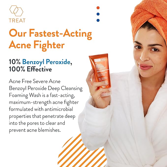 AcneFree Severe Acne 10% Benzoyl Peroxide Foaming Cleansing Wash,5 Ounce,(Pack of 2)