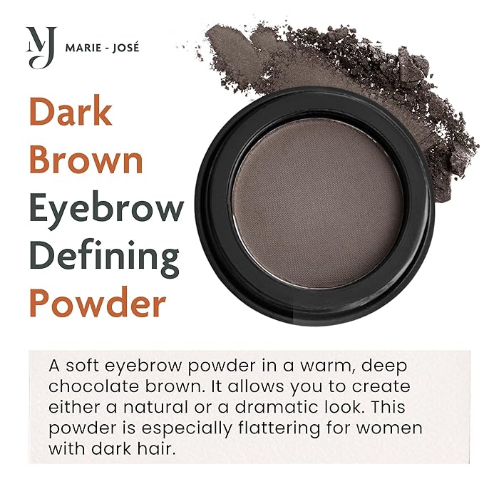 Marie-José Eyebrow Powder – Highly Pigmented, Vegan & Cruelty-Free, Natural-Looking Brows, Long-Lasting Finish (Dark Brown)