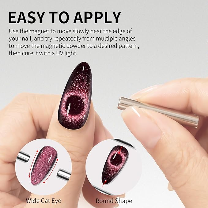 MAYCHAO 15ML Cat Eye Gel Nail Polish 1Pc Mysterious Red Gel Polish with Magnet Soak off Holographic Magnetic Nail Polish for Nail Art Manicure Salon DIY at Home, 0.5 OZ