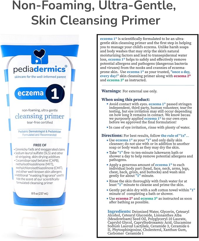 Easy as 1-2-3 Eczema Management System, Eczema1 Ultra-Gentle Cleansing Primer (x1), Eczema2 Manuka Flare Control Spray (x1), Eczema3 Ceramide-Rich Skin Barrier Repair Eczema Cream for Kids (x3)
