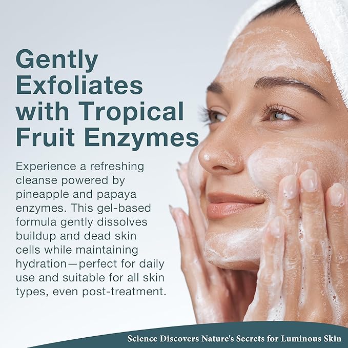 Lira Clinical BIO Enzyme Cleanser for Sensitive Skin Control - Papaya Enzyme Gel Face Wash - Hydrophilic Exfoliating Facial Cleanser - Deep Cleansing Skincare with Hydrating Care - 6 Oz