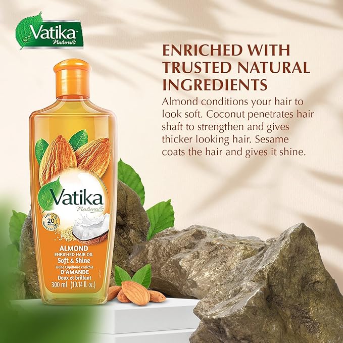 Dabur Hair Oil, Natural Moisturizing, Strengthening Serum for Healthy Scalp, Nourishing Hair Oil for Soft, Manageable, Smooth & Silky Hair From Root to Tip (Almond, 10.14 fl Oz)
