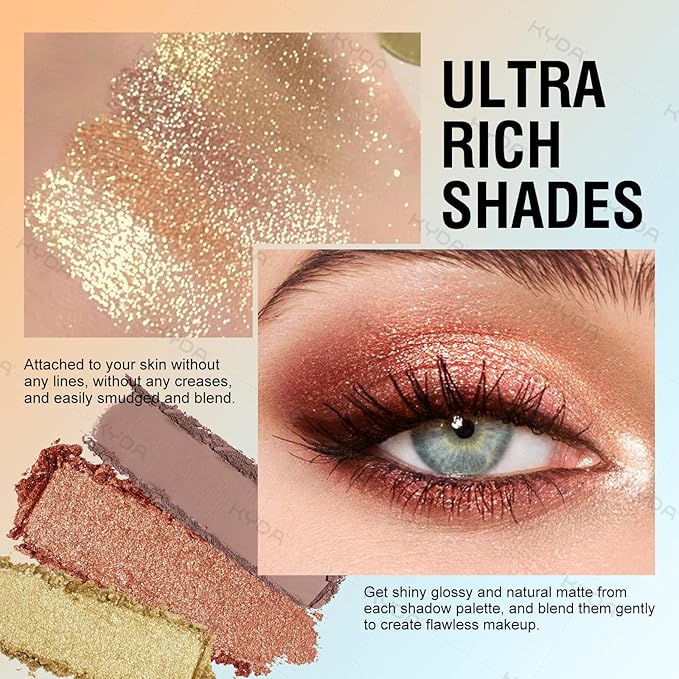 KYDA 12 Colors Tropical Coconuts Eyeshadow Palette, Summer Beach Neutral Brown Grey Pink Eyeshadow, Shimmer Pearl Glow Eye Shadow, Smooth Blendable Powder Eyes Shadow, Summer Eyes Makeup