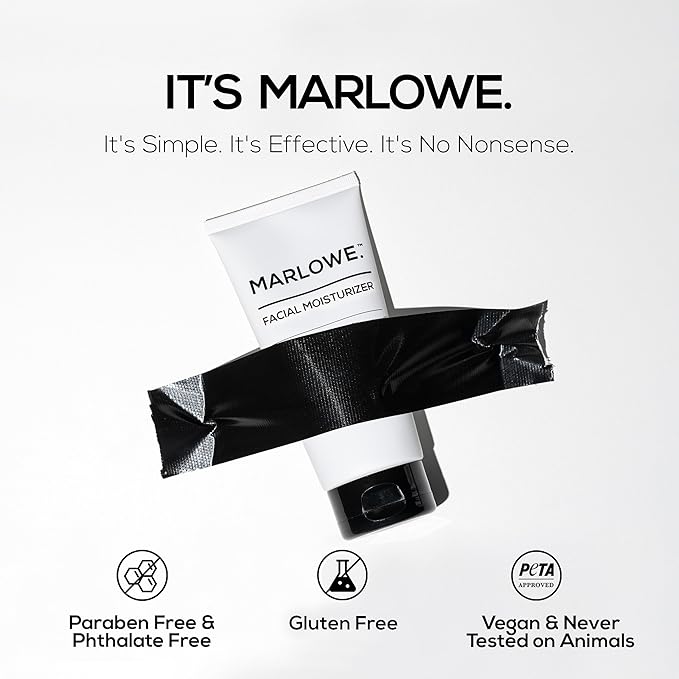 MARLOWE. Facial Moisturizer for Men, 6 oz, Lightweight, Non-Greasy Daily Face Lotion, Hydrates, Nourishes & Soothes, Clean, Vegan Formula with Aloe Vera & Green Tea Extract, Fresh Aloe Citron Scent