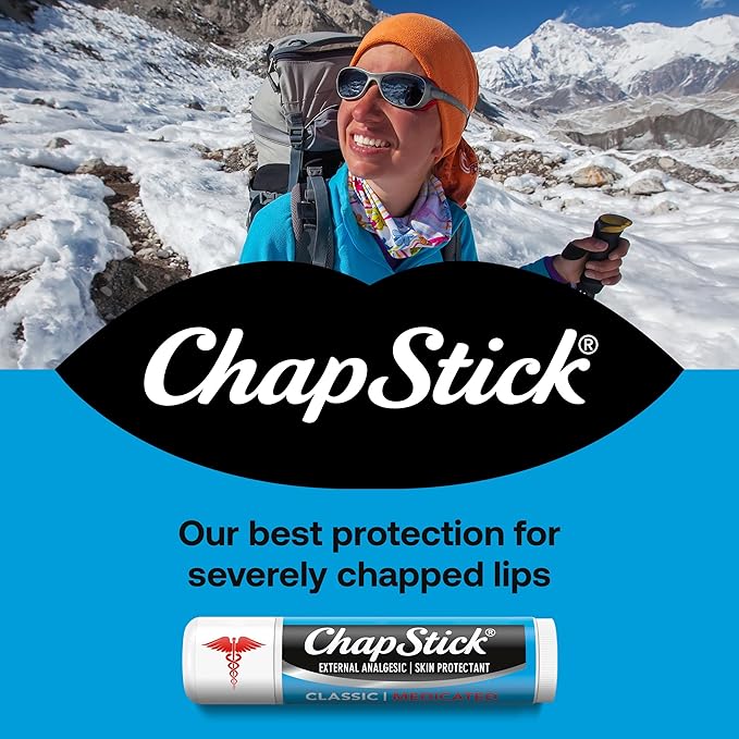 ChapStick Dry Lips & Cold Sore Pain Relief Bundle – Classic Medicated 3-Pack + Original Moisturizer Lip Balm with SPF 15, 0.15 Oz Ea (4 Piece Set)