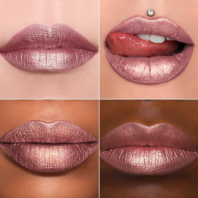 MAKI YIKA Metallic Pink Lipstick for Women Nude Lipsticks for Mother Long Lasting Shine Glitter Lipstick No Smudge No Transfer Liquid Lip Gloss (BR010 Sweet Sugar)