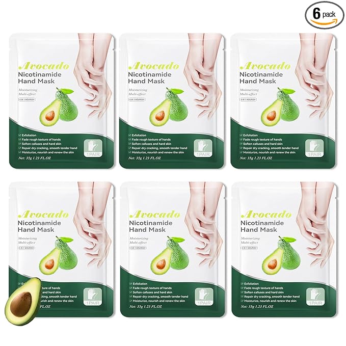Hydrating Hand Masks, 6PCS Hand Mask Moisturizing Gloves for Men Women, Smooth Long Lasting Soft Exfoliating Hand Peeling Spa Mask Moisturizer Beauty Gift Set for Dry Cracked Rough Dull Hands（J)