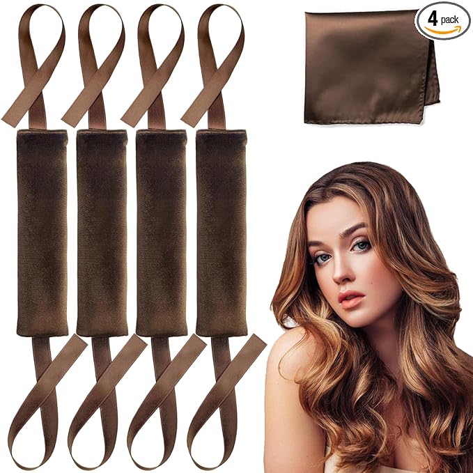 Lanzhire Jumbo Heatless Hair Curlers for Overnight Curls, Blowout Flexi Rod with Ribbon, No Heat Curlers to Sleep In, Soft Overnight Heatless Rods for All Hair Types