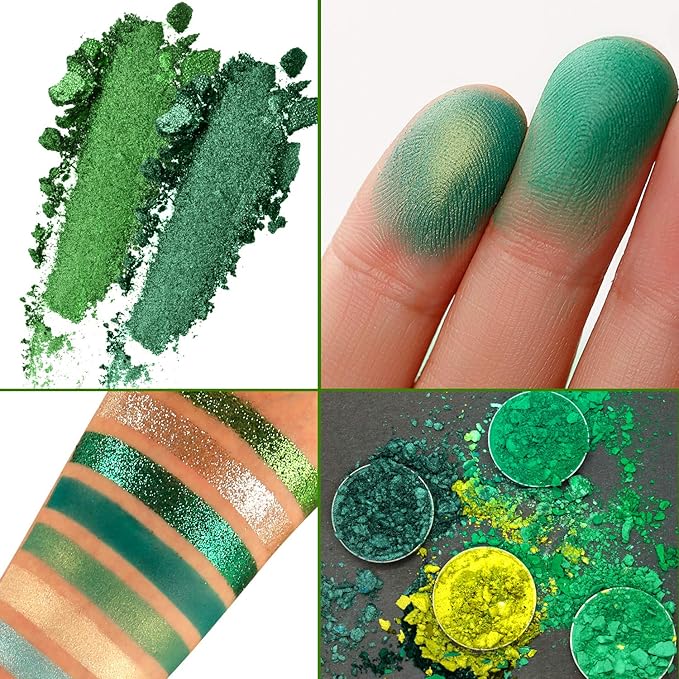 DE'LANCI Avocado Green Eyeshadow Palette 15 Colors, St. Patrick's Day Highly Pigmented Eyeshadow Pallete Matte Shimmer Glitter Eye Shade Makeup, Long Wear Nude Yellow Emerald Green Eye Shadow Pallet
