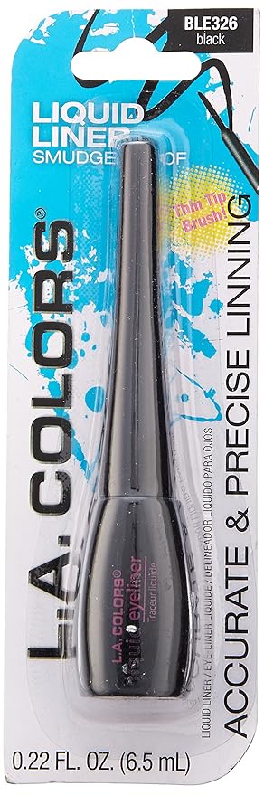 L.A. COLORS Thin Tip Liquid Liner (carded), Black CBLE326 (Pack of 2)