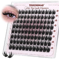 TOOCHUNAG Manga Lash Clusters 12-16MM Natural Eyelash Clusters D Curly Anime Individual Lashes Volume Cluster Eyelash Extensions Wispy False Lashes Clusters for Everyday Use