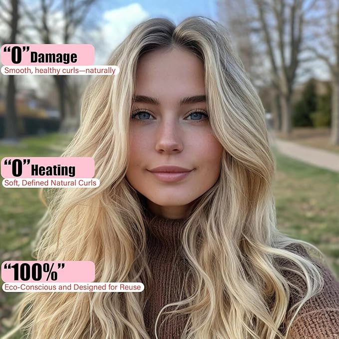 Heatless Velvet Hair Curlers for Long Hair – No Heat Overnight Curling Rod Headband to Sleep In for Heatless Curls with Scrunchies & Clip, Wake Up to Soft Beach Waves (Pink, Pack of 1)