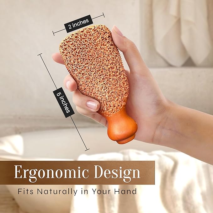 Facón Pumice Stone for Feet Callus Remover - Terra-Cotta Foot Scrubber with 2 Sides, 100% Pure Natural Foot Pumice Stone, Pedicure Pumice Stone Scrubber, Foot Exfoliator, Removes Calluses & Dead Skin