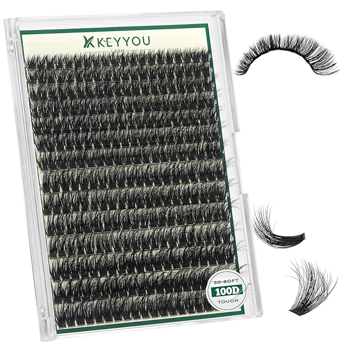 KEYYOU Lash Clusters 3D Effect Eyelash Clusters 280pcs Individual Lashes Wispy Lashes Volume Cluster Lashes Natural Soft DIY Lash Extension(3D-100D-D-9-18MIX)