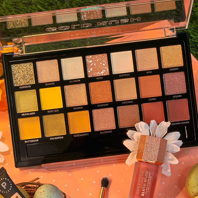 Profusion Cosmetics 21 Shades Gold Rush Eyeshadow Palette and Pro Series Brush for Flawless Eye Look, Get Attractive and Stunning Eye Look with Premium Makeup Kit
