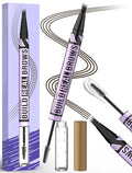 Vevivia Eyebrow Pen and Eyebrow Gel - Brow Pen 2-in-1 Eyebrow Pencils for Women with Micro-Fork Tip and Brow Gel Clear, Eyebrow Makeup for All-Day Defined, Fuller Brows, Dark Brown