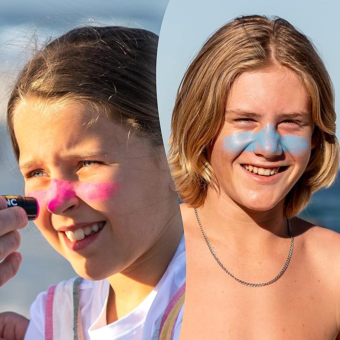 Sun Zapper Zinc Stick Mineral Sunscreen (Light Skin Tone, Pink, Blue, Green, Yellow) SPF 50+ Water Resistant for Face & Body, Adults, Kids, 8-Pack Broad Spectrum Sun Block, Made in Australia