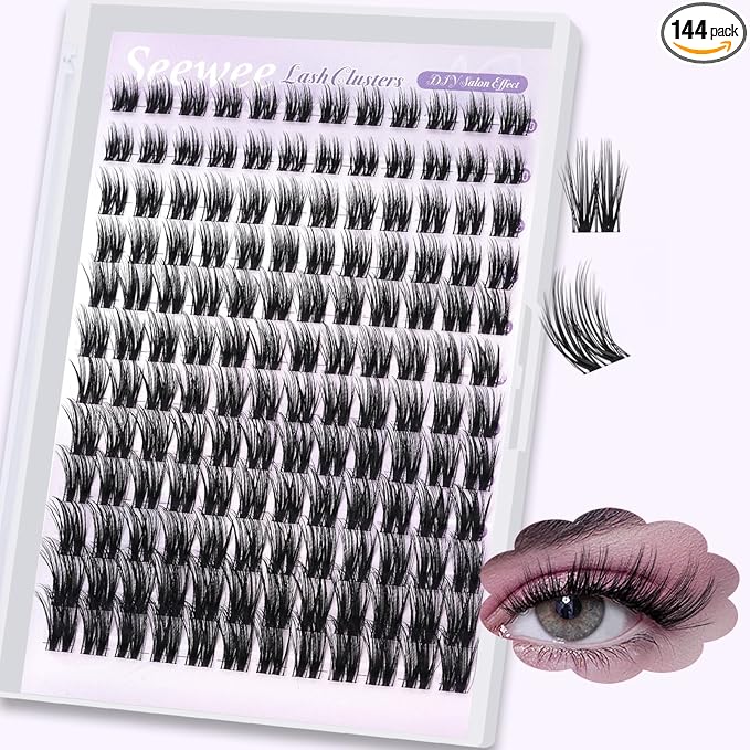 Wispy Lash Clusters 10-18mm D Curl Natural Lash Clusters 144pcs DIY Cluster Eyelash Extensions Individual Lashes Cluster with Spikes (S1 Lashes Only)