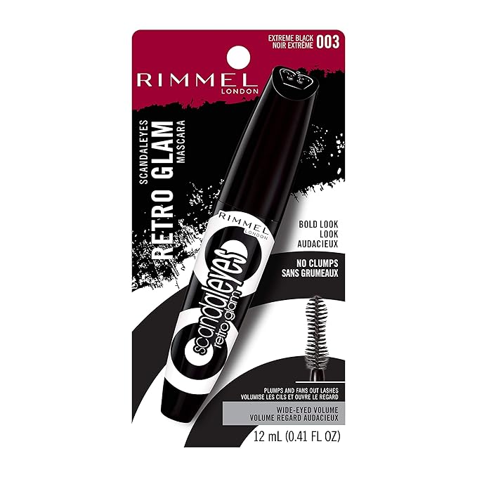 Rimmel London Scandaleyes Retro Glam Mascara,Volumizing,Plumps Lashes,No Clumps,003,Grape Carded,0.4oz,(Pack of 2)