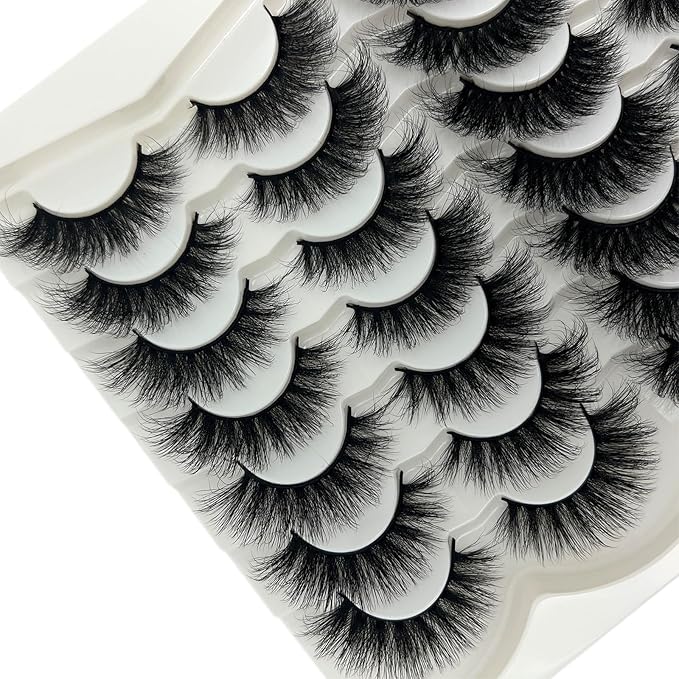 Mink Lashes Fluffy Cat Eye Eyelashes Pack, Soft Wispy Faux Mink False Eyelashes Natural Look, 20mm Long Dramatic Strip Lashes 2 Styles