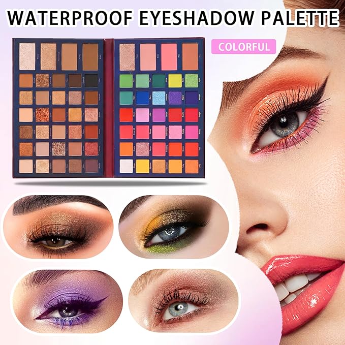 68 Colors Eyeshadow Palette,Matte Glitter Eyeshadow Makeup Palette with Eyeshadow Brush,Highly Pigmented Colorful Shimmer Eye Shadow Palette Makeup Kit for Women