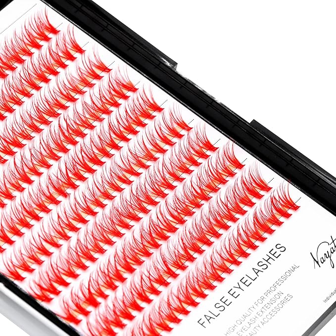 →VAYATOR False Eyelashes 3Styles D Curl 10-18mm 200Pcs To Choose Lashes Extensions Cluster Individual Lash Extensions Reusable False Eyelashes Easy Grafting (Red-D Curl-16mm)