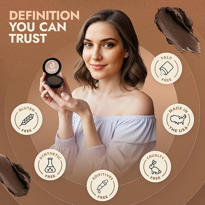 Organic Tinted Eyebrow Pomade, Medium - Water & Smudge-Proof Sculpting Eyebrow Wax for Shaping, Defining & Filling - Long-Lasting 18-Hour Hold - Easy-to-Apply, Vegan & Cruelty-Free - Made in USA