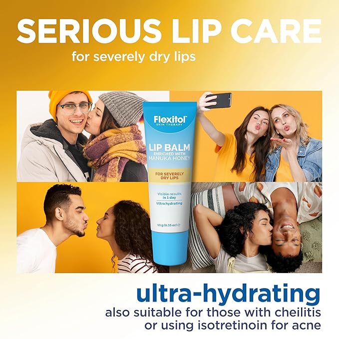 Flexitol Lip Balm with 400+ MGO Manuka Honey, Intensive Relief for Dry, Chapped Lips, Soothing, Long-Lasting Hydration, 3 Pack (0.35 oz Each), 1.05 oz Total