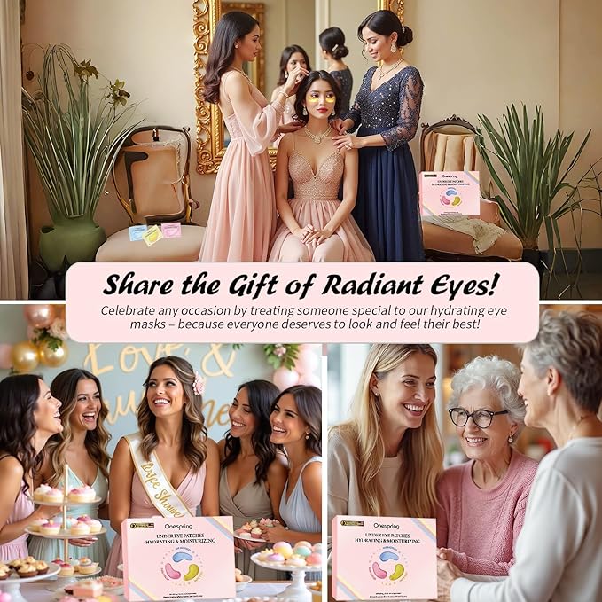 Onespring Eye Masks (24 Pairs) - Mothers Day Gift for Mom - Caffeine, 24K Gold and Retinol Under Eye Patches for Puffy Eyes, Dark Circles & Fine Lines, Bachelorette Party Favors, Bridesmaid Gift
