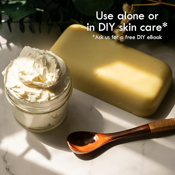 Raw Shea Butter – 100% Pure Unrefined African Shea Butter | Deep Moisturizer for Dry Skin, Hair & Scalp | DIY Body Butter, Lip Balm & Soap Base | Smoky Scent (8 oz Block)