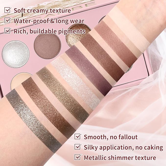 UCANBE Baked Eyeshadow Palette Set, Matte & Shimmer Metallic Eye shadow, High Pigment Makeup Palette, Soft Blendable & Long-Lasting,Velvety Texture (02 Matte & Shimmer)