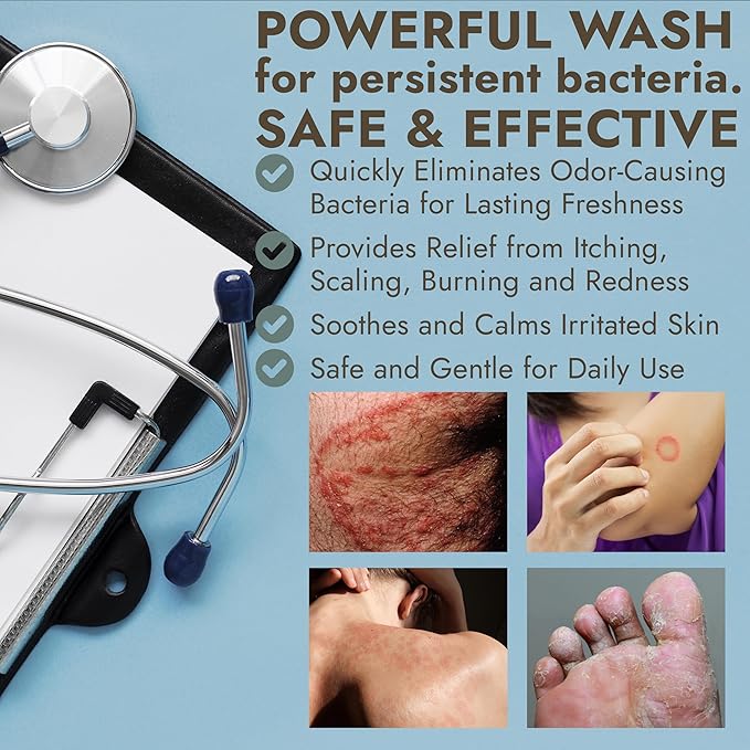 Antibacterial Body Wash with Tea Tree Oil | Antibacterial Soap for Men & Women | Kills 99.9% of Germs & Bacteria | Helps with Back Acne, Body Odor & Skin Irritation | Daily Body Cleanser 16 fl oz