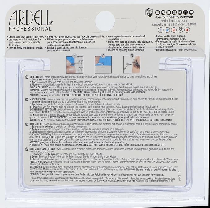 Ardell False Eyelashes Mini Black - DIY Lash Clusters Individual Lashes Natural Reusable Eyelash Extensions, Mink Fur, (Lower Lash) 4 Pack