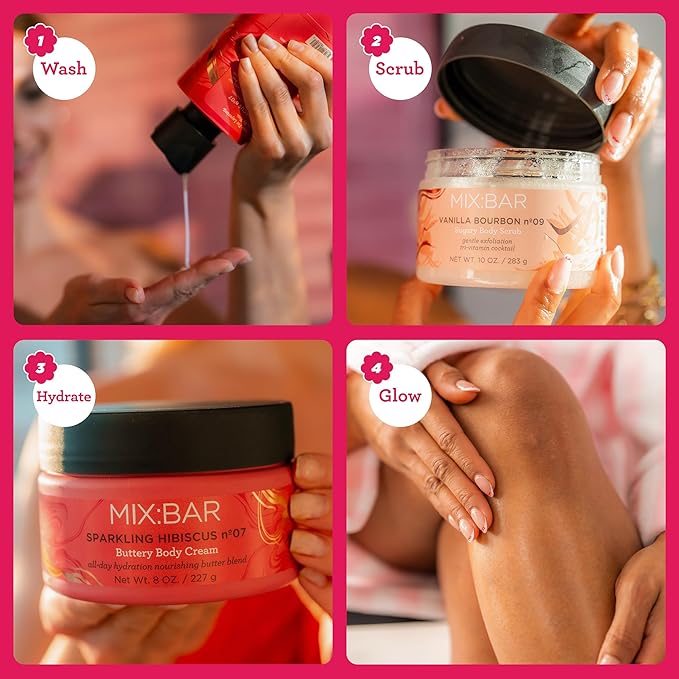 MIX:BAR Vanilla Bourbon Creamy Body Wash for Women, Hydrating & Moisturizing with Niacinamide, Panthenol & Vitamin C - Vegan, Sulfate Free, Paraben Free, 16oz