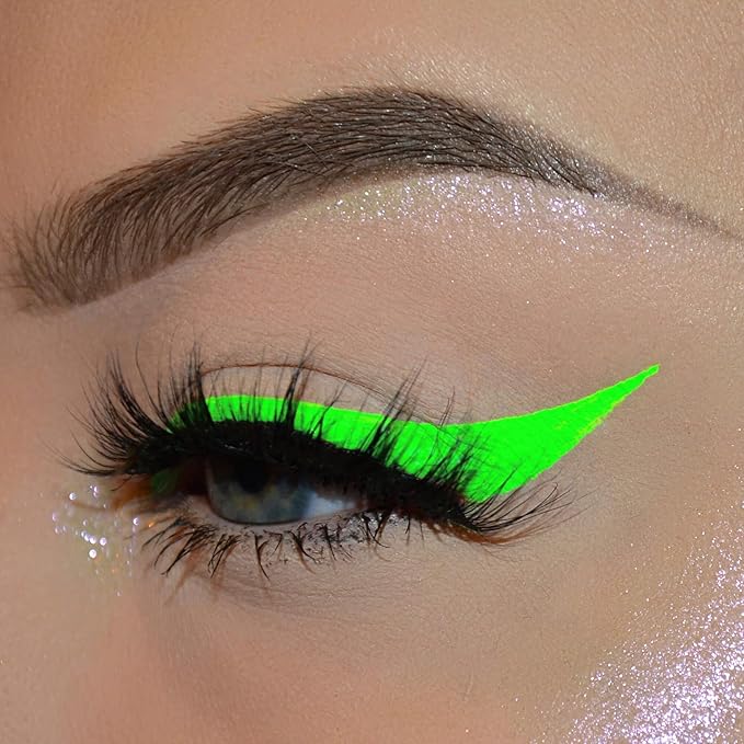 Neon Liquid Eyeliner Pen, Waterproof Smudge-proof Pigmented Eye Liner, Glow Brightly Under UV Lights, Colorful Eye Makeup For Rave Party Music Festival, Neon Green