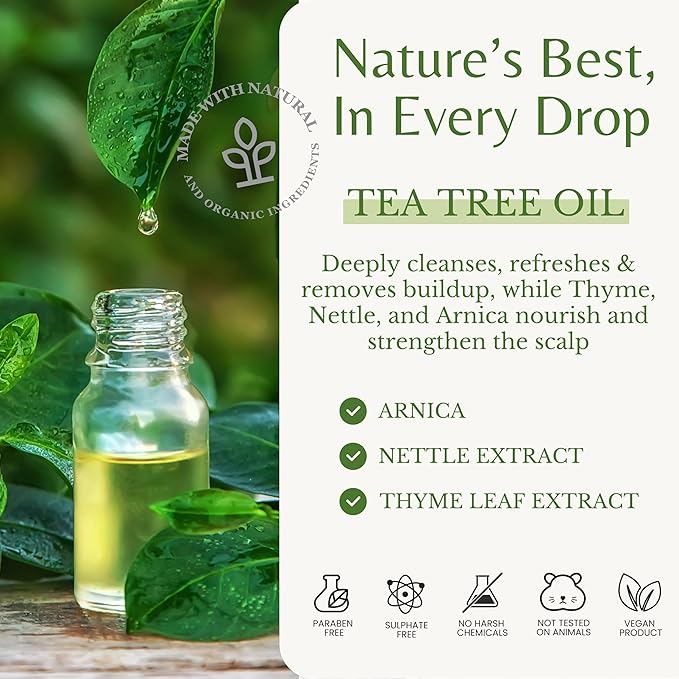 EDENIKA BOTANICALS Tea Tree Oil Shampoo and Conditioner Set, Deep Cleansing for Buildup & Oily Scalp, Soothes Itchy Scalp & Refreshes Hair, Sulfate Free, Women & Men, 16 fl oz Each