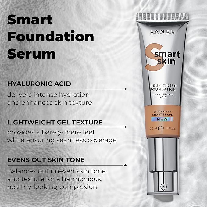 Lamel- Smart Skin Serum Tinted Foundation - 408 Honey | Smoothens skin | Weightless texture| Blurs pores | SPF 30+ | All-day wear | 35ml